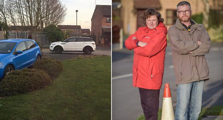 The offending car and residents Ben Broadhurst and Denise Underwood