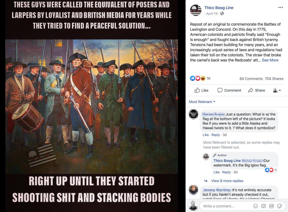 A meme posted to the Facebook page of a group devoted to the “boogaloo,” a far-right term used to describe a coming civil war.  (Photo: Facebook)