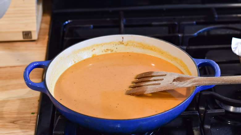 coconut curry sauce in pot