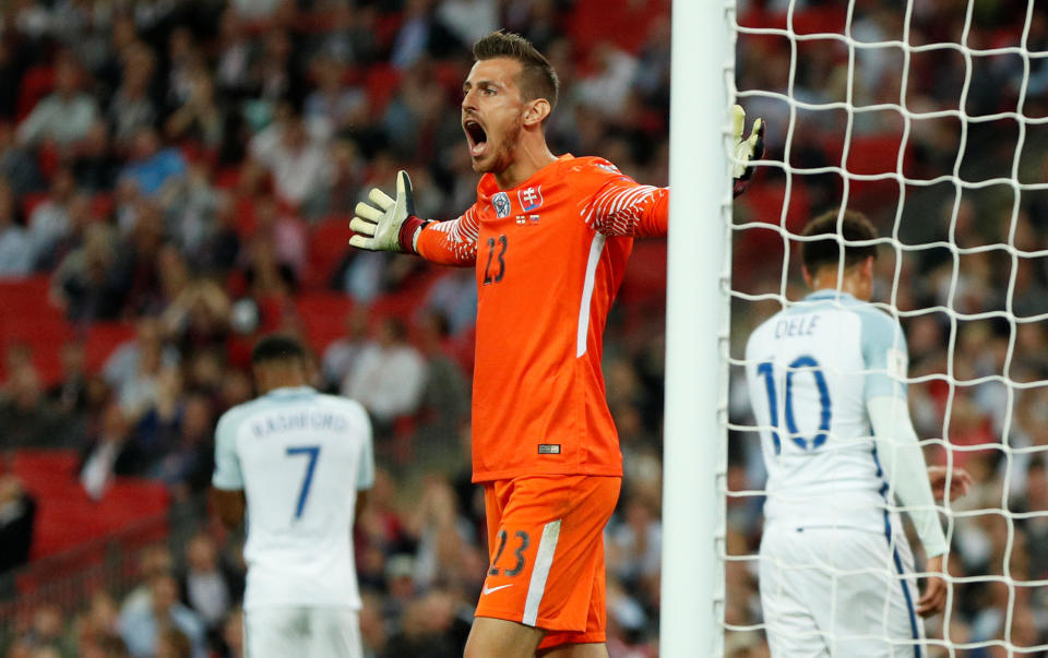 <p>Soccer Football – 2018 World Cup Qualifications – Europe – England vs Slovakia – London, Britain – September 4, 2017 Slovakia’s Martin Dubravka reacts Action Images via Reuters/John Sibley </p>