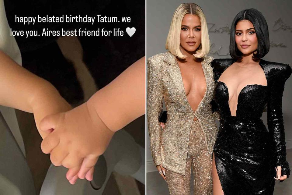 <p>Kylie Jenner /Instagram, Kevin Mazur/Getty</p> Kylie Jenner and Khloé Kardashian, Tatum and Aire holding hands