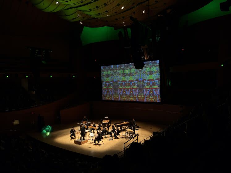 Los Angeles, CA - April 01: A collaboration with the painter Gerhard Richter and LA Phil concert of new works by Steve Reich along with the orchestral performance at Walt Disney Concert Hall on Saturday, April 1, 2023, in Los Angeles, CA. (Francine Orr / Los Angeles Times)