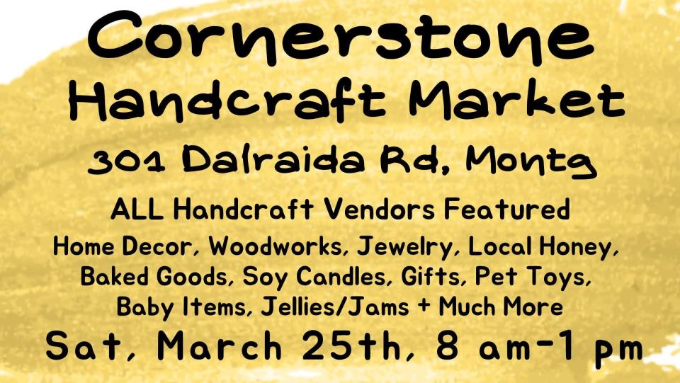 Find handcrafted items Saturday at the Cornerstone Handcraft Market.