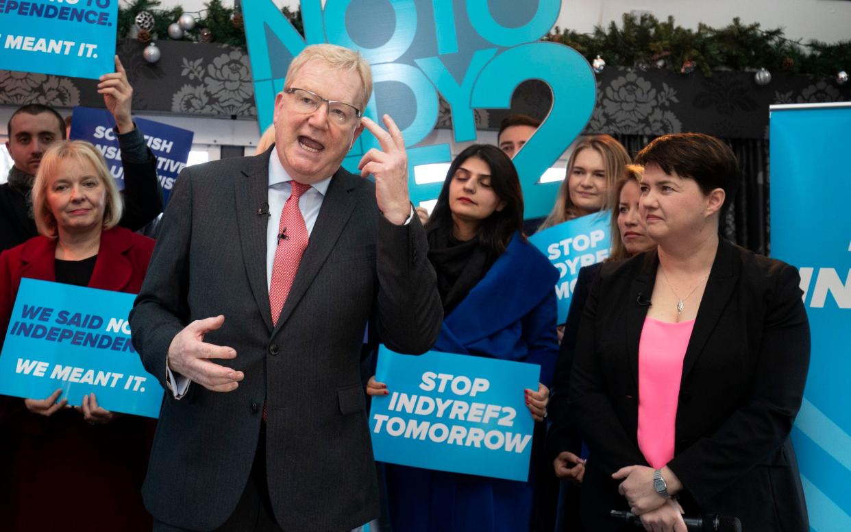 Jackson Carlaw, the current Tory MSP for Eastwood, and Ruth Davidson during the 2019 general election campaign - PA