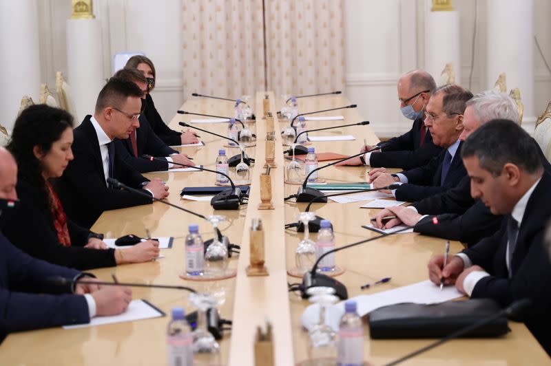 Russian Foreign Minister Lavrov meets his Hungarian counterpart Szijjarto in Moscow