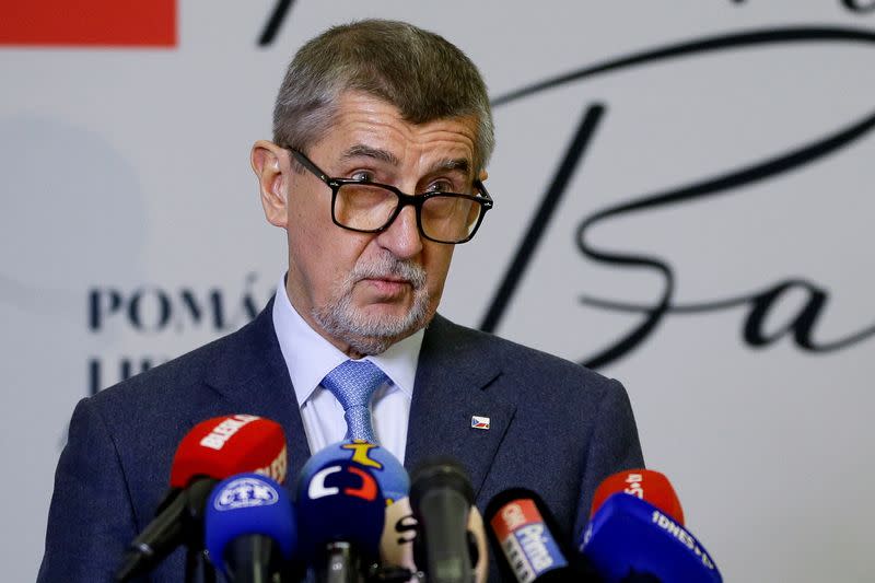 Czech presidential candidate Andrej Babis attends a news conference, in Prague