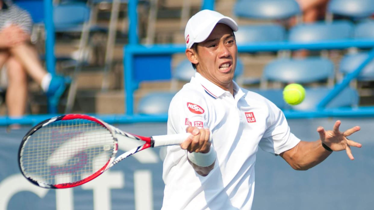 WASHINGTON - JULY 30: Kei Nishikori (JPN) defeats Sam Querrey (USA, not pictured) at the Citi Open tennis tournament on July 30, 2014 in Washington DC.