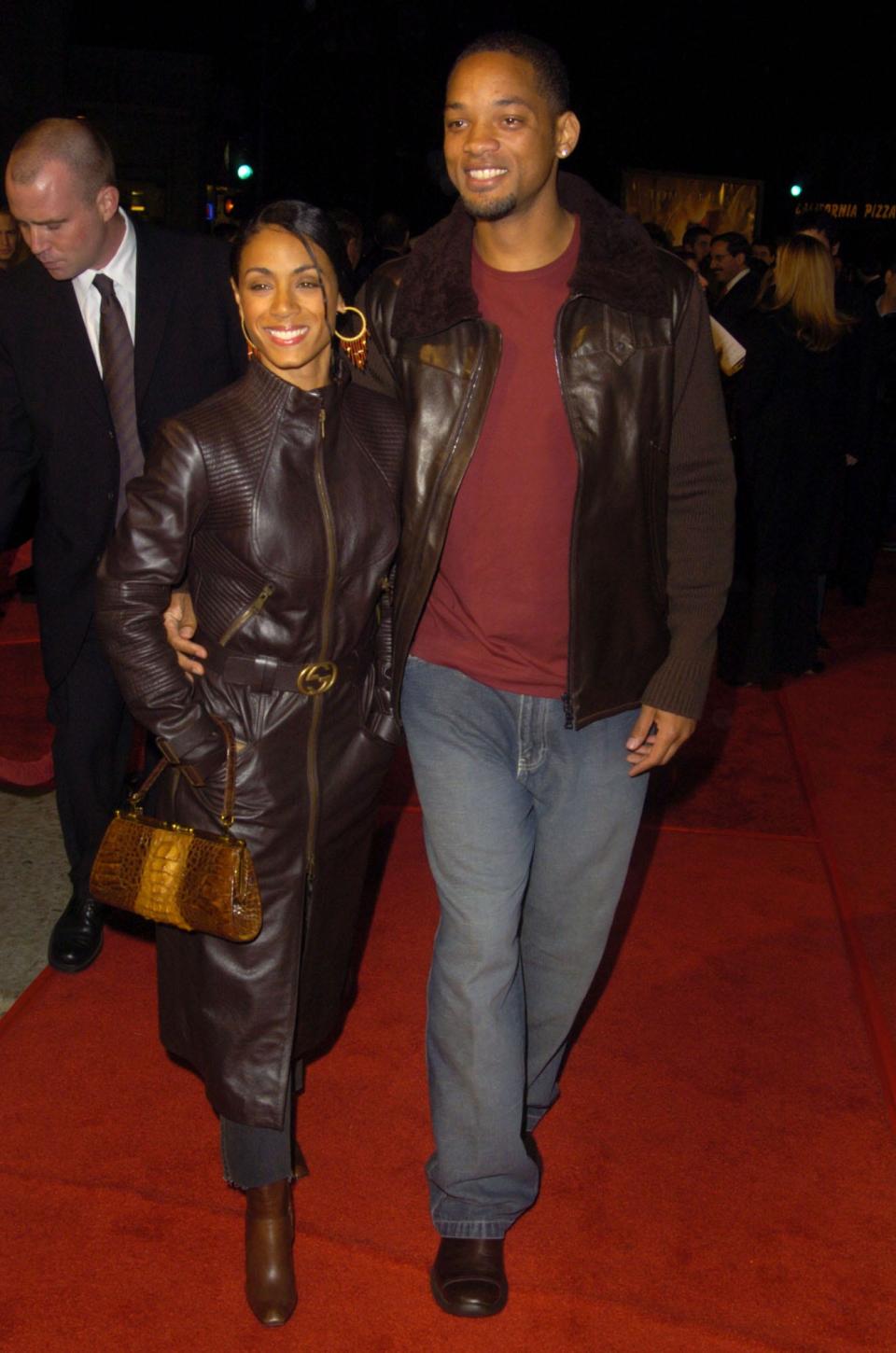 Jada Pinkett Smith and Will Smith at a movie premiere on November 30, 2003.