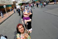 Demonstrators take part in a protest as a national strike continues in Bogota