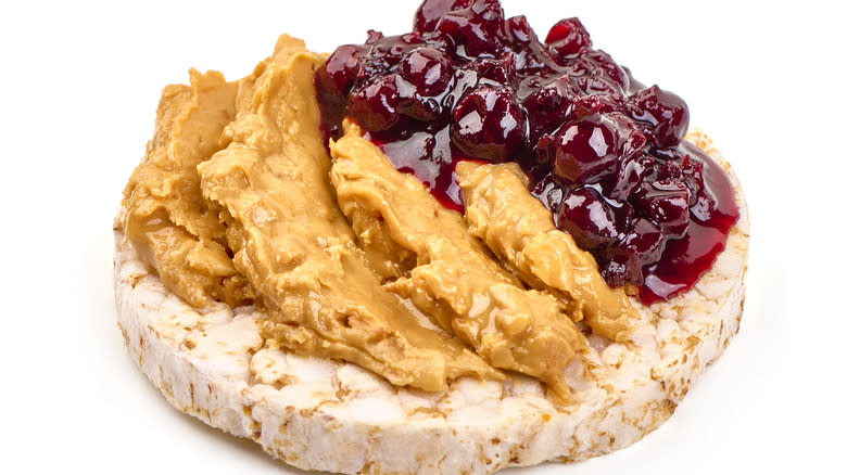 Peanut butter and jam rice cake