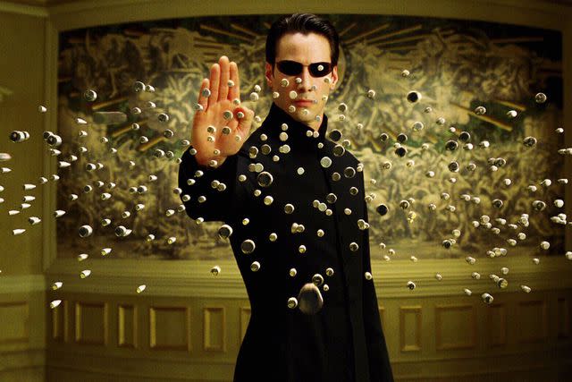 <p>Warner Bros/Village Roadshow Pictures/Kobal/Shutterstock</p> Keanu Reeves in "The Matrix Reloaded" (2003)