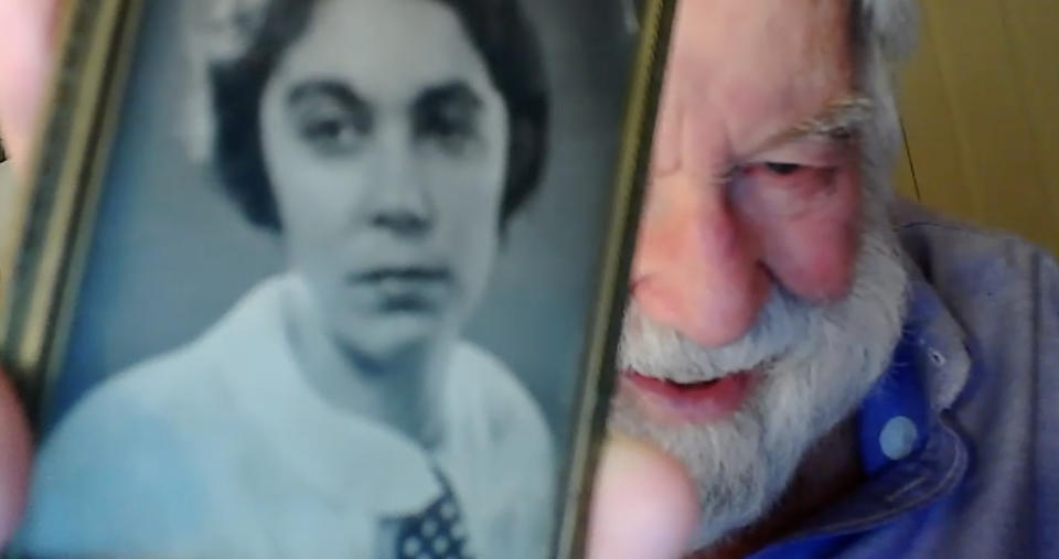 Werner Salinger and a photo of his mother, who died when he was 7 years old.  / Credit: Werner Salinger