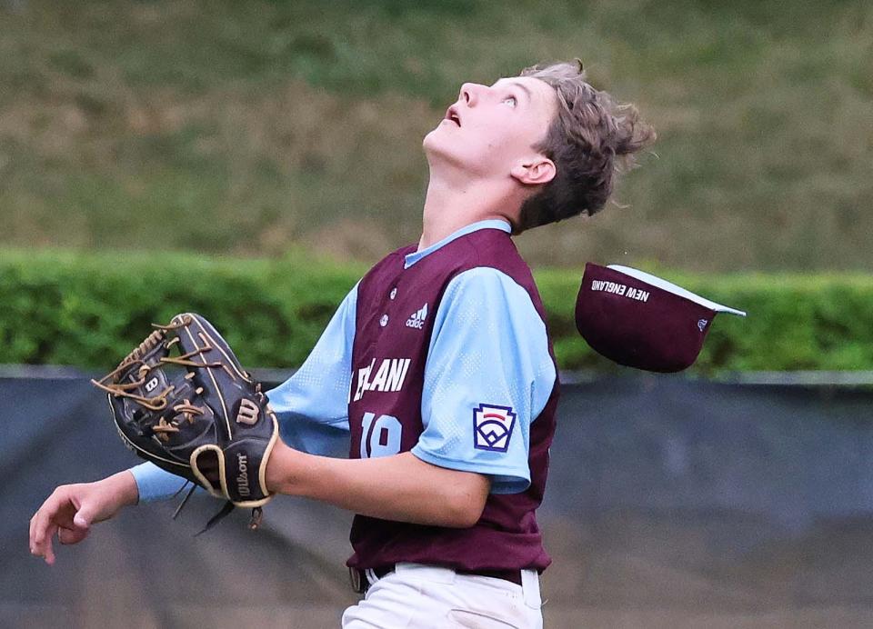 Middleboro 12U Nationals (New England) shortstop Jayden Murphy makes the catch during a game versus Nolensville, Tennessee (Southeast) at Howard J. Lamade Stadium at the Little League World Series in South Williamsport, PA on Wednesday, August 17, 2022.    