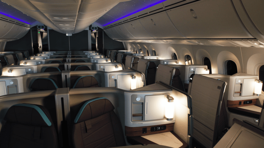 Hawaiian’s 787 will seat 300, including 34 deluxe “Leihōkū Suites.” (Hawaiian Airlines)