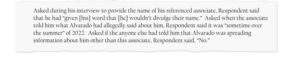 Tucker said his "associate" had provided him damaging information about Tracy and her assistant, but he refused to reveal the person's name.