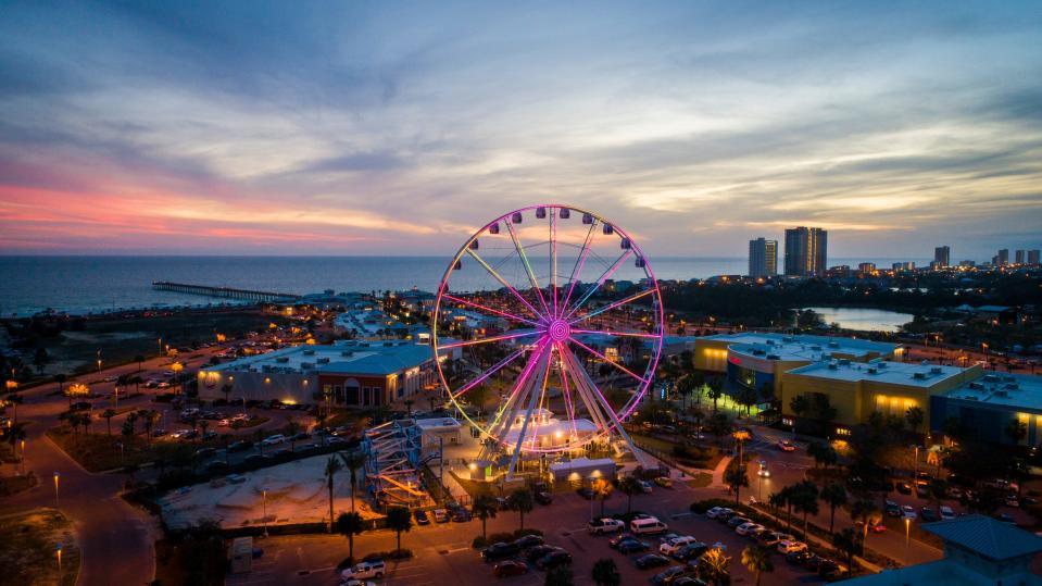 Pier Park offers a mix of shopping, dining and entertainment in Panama City Beach. The SkyWheel, which stands 180 feet tall, has 31 gondolas that give a great view of the Emerald Coast.