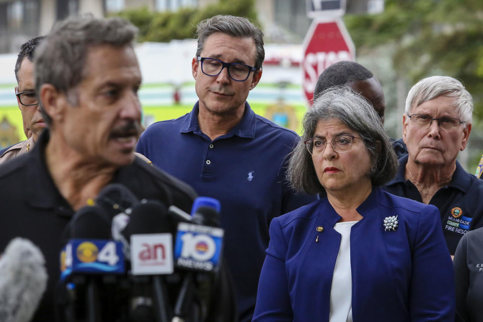 Miami-Dade County Mayor Daniella Levine Cava attends to a press conference on June 24.<span class="copyright">Eva Marie Uzcategui Trinkl—Anadolu Agency/Getty Images</span>