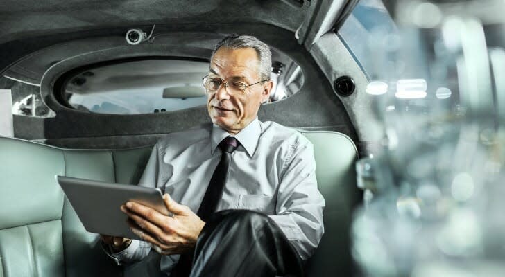 Businessman in a limousine