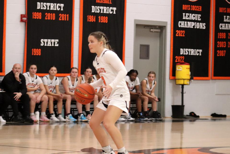 Gardner guard Krista Bettez sets up the offense in the Wildcats' game on December 19, 2023.