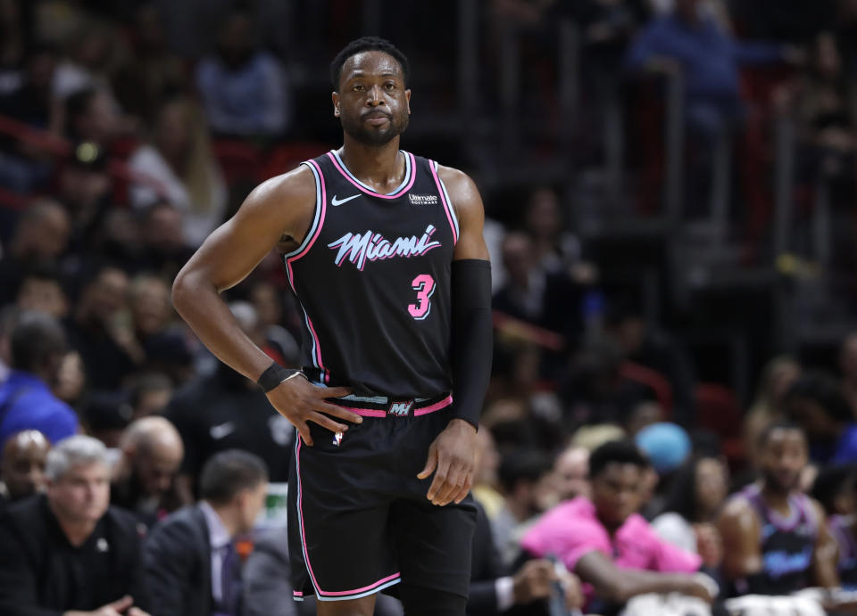 The Heat’s Vice jerseys are simply outstanding, unlike the team’s play while wearing them. (AP Photo)