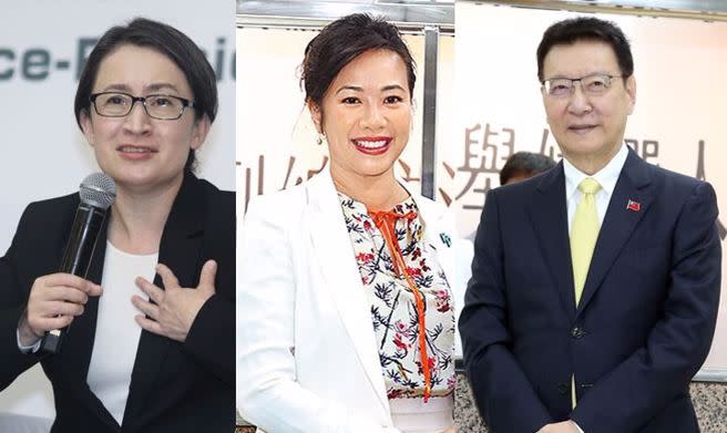 左起為副總統參選人蕭美琴、吳欣盈、趙少康。(資料照)