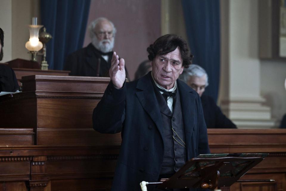 FILE -This image released by DreamWorks II Distribution Co., LLC and Twentieth Century Fox Film Corporation shows Tommy Lee Jones in a scene from "Lincoln." Jones is nominated for an Academy Award for supporting actor for "Lincoln." The 85th Academy Awards are held in Los Angeles on Sunday, Feb. 24. (AP Photo/DreamWorks II Distribution Co., LLC and Twentieth Century Fox Film Corporation, David James)