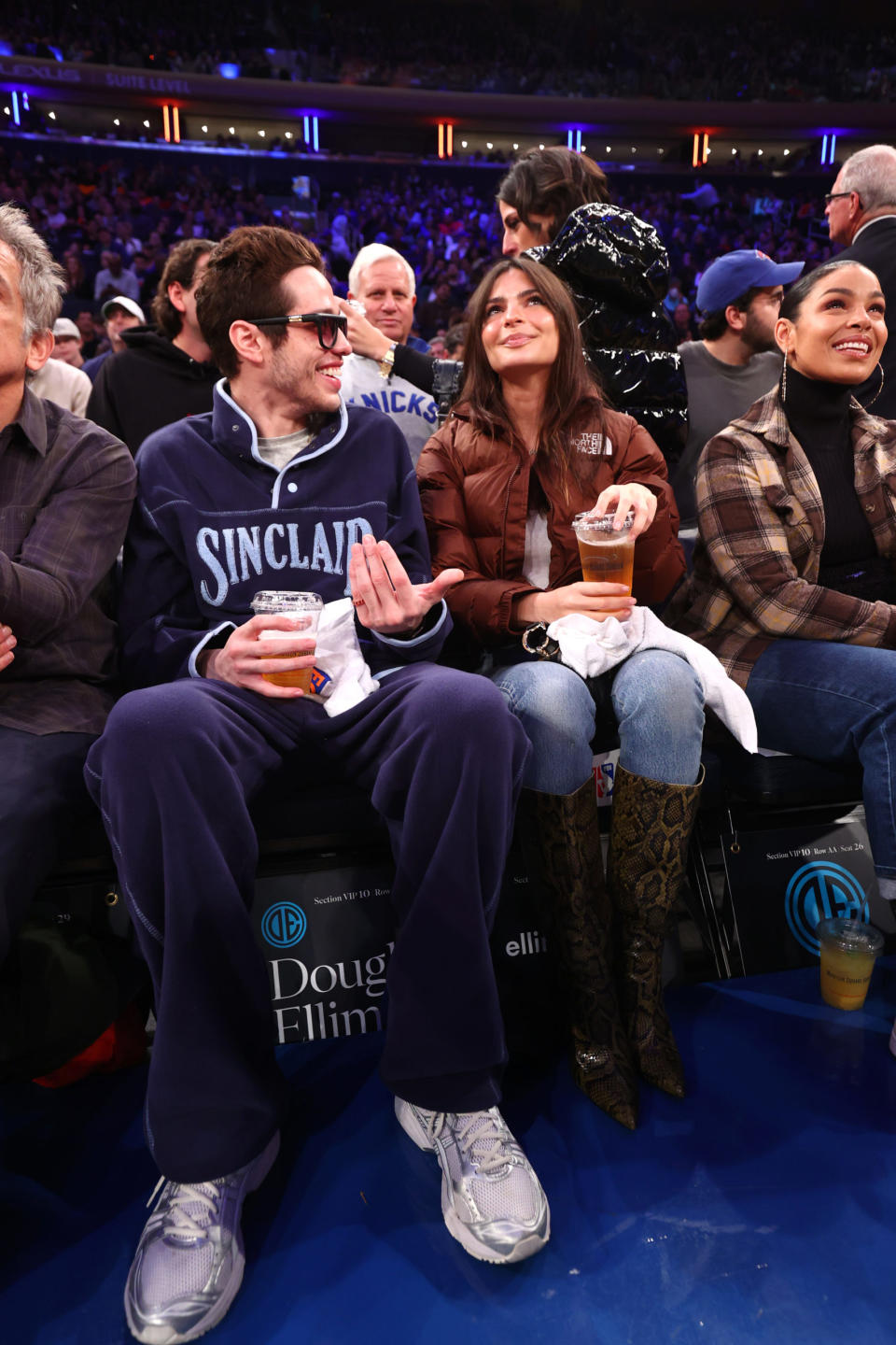 Actor Pete Davidson and Model Emily Ratajkowski attend a game between the Memphis Grizzlies and the New York Knicks on November 27, 2022 at Madison Square Garden in New York City, New York. Copyright 2022 NBAE (Photo by Nathaniel S. Butler/NBAE via Getty Images)