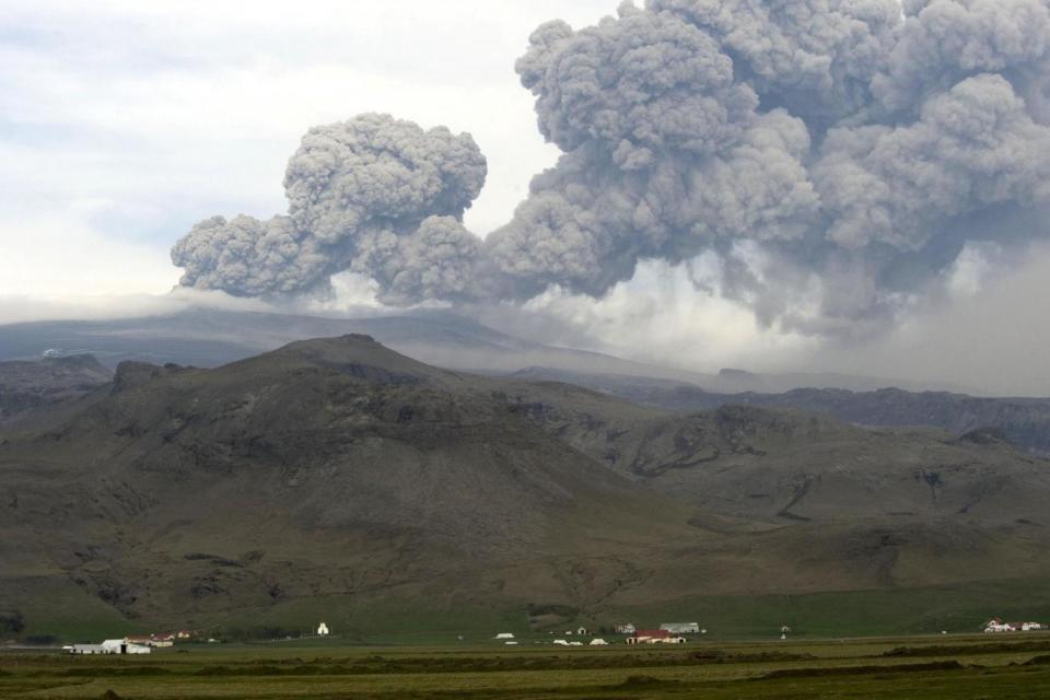 The ash plume from Eyjafjallajokul that grounded air traffic in 2010 could be dwarfed by Katla (AFP/Getty Images)