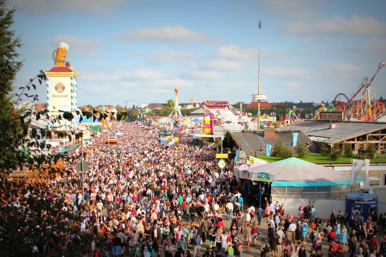 Pictured: the fairgrounds of Oktoberfest in Munich, Germany. Why exactly is Oktoberfest celebrated in September? Find out in today's article.