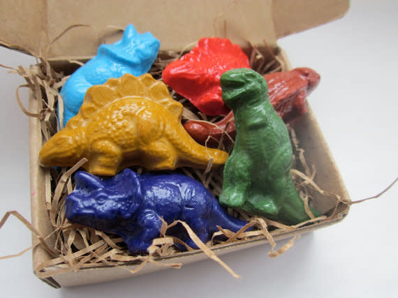 These aren't your typical crayons.<i> ($10, <a href="https://www.etsy.com/listing/172974806/dinosaur-crayons-all-natural-earth?ga_order=most_relevant&amp;ga_search_type=all&amp;ga_view_type=gallery&amp;ga_search_query=crayons&amp;ref=sr_gallery_18">Etsy/earthgrowncrayons</a>)</i>