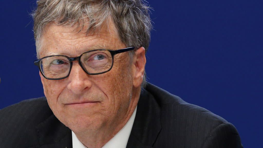 Bill Gates, philanthropist and co-founder of Microsoft, attends a conference at the COP21, United Nations Climate Change Conference, in Le Bourget, outside Paris, Monday, Nov. 30, 2015. (AP Photo/Christophe Ena, Pool)