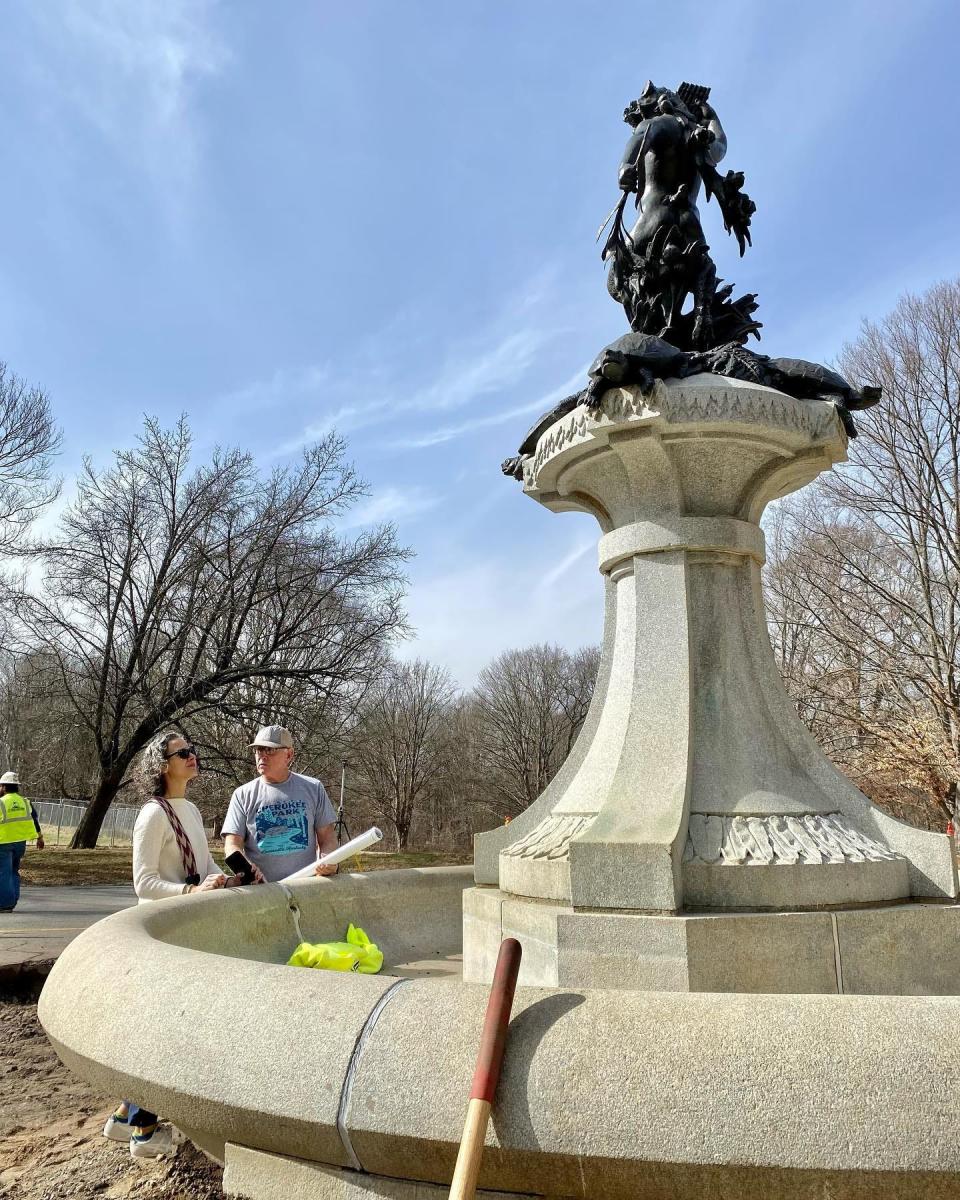 Restoration efforts are under way on Hogan's Fountain, located in Cherokee Park.