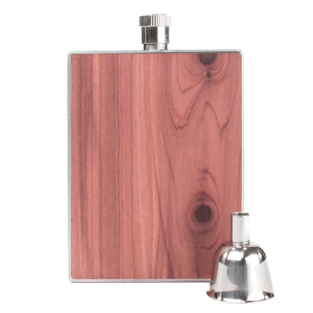 Woodchuck wooden flask in cedar and stainless steel