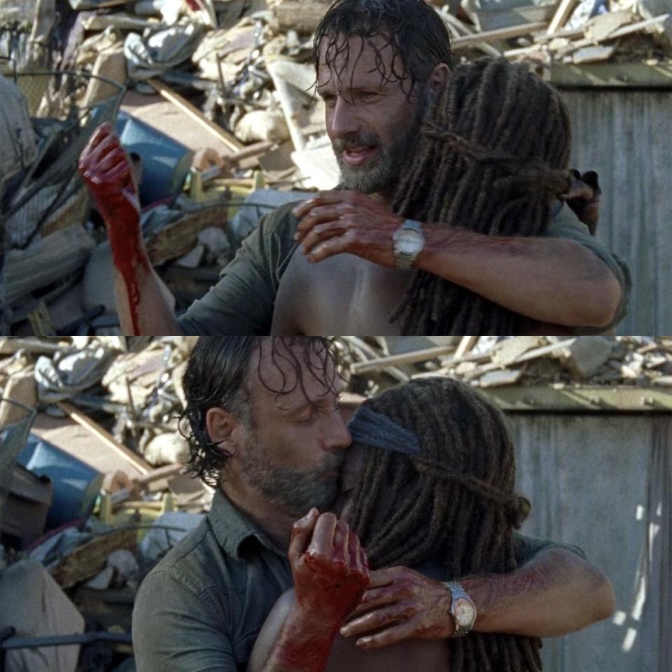 rick michonne hug 710 walking dead