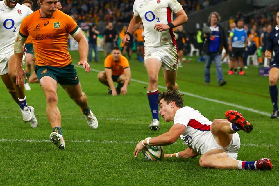 Henry Arundell scored off the bench for England with his first touch in senior international rugby (AP)