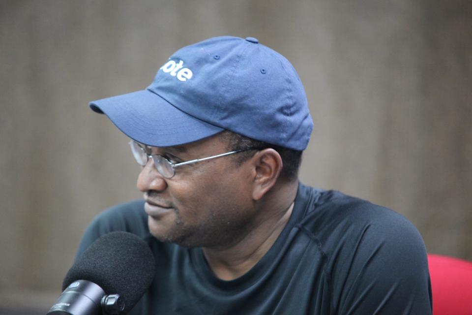Myron Pitts, Opinion Editor at The Fayetteville Observer, participates in Election Central 2024 on March 5, 2024, at WIDU-99.7 FM radio station on Murchison Road.