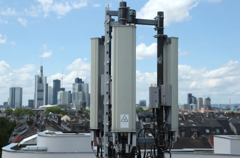 FILE PHOTO: Relay antennas for mobile phone networks are pictured in Frankfurt