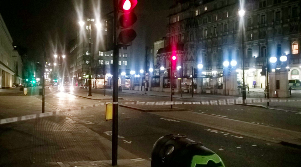 <em>The Strand has been closed entirely and a 150m cordon put in place while National Grid engineers try to isolate the leak (PA)</em>