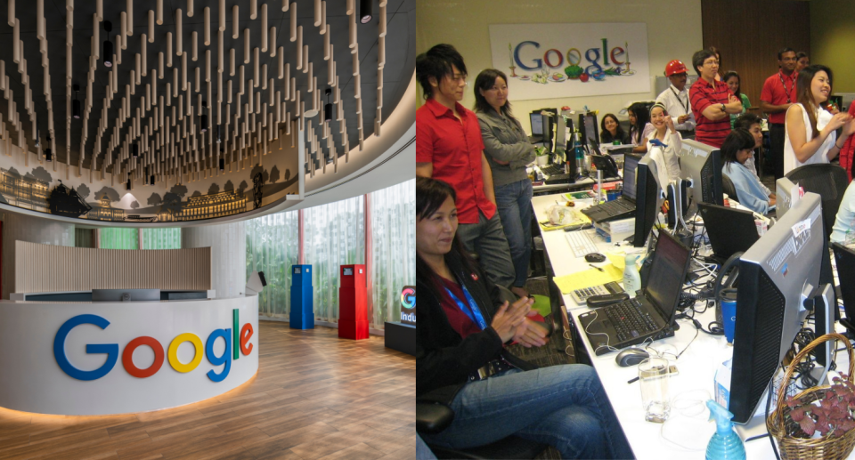 Google third data centre in Singapore (left) and the first Google office in Collyer Quay in 2007 (right). (PHOTO: Google Singapore)