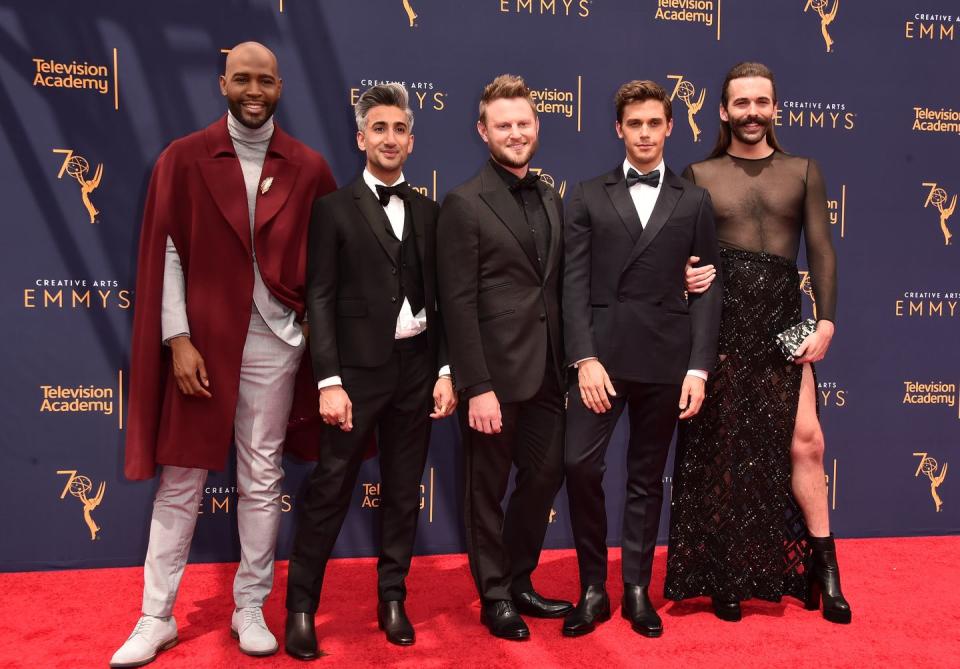 <p>The stars of <em>Queer Eye</em> dazzle the red carpet. The Netflix reboot took home four Emmys that night, including one for Outstanding Structured Reality Program.</p>