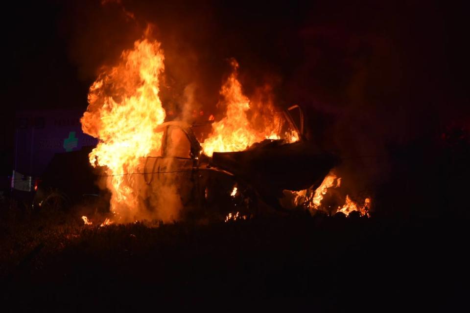 A fiery car crash on Highway 101 near Pismo Beach killed a 19-year-old Arroyo Grande resident late Tuesday, May 2, 2024.