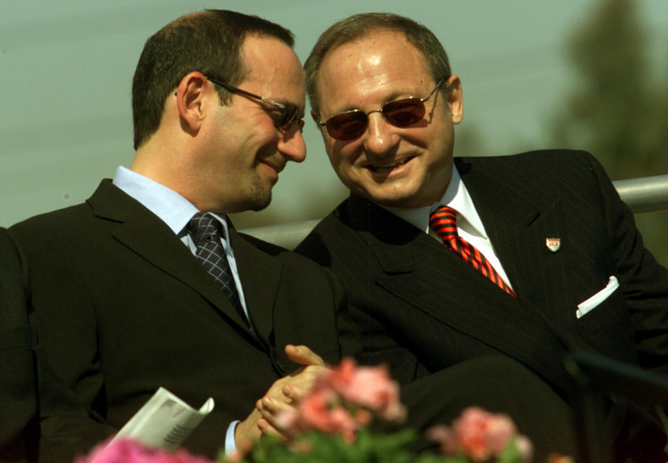 Bob Contiguglia (right) with MLS commissioner Don Garber. Contiguglia was U.S. Soccer’s president from 1998-2006. (Getty)