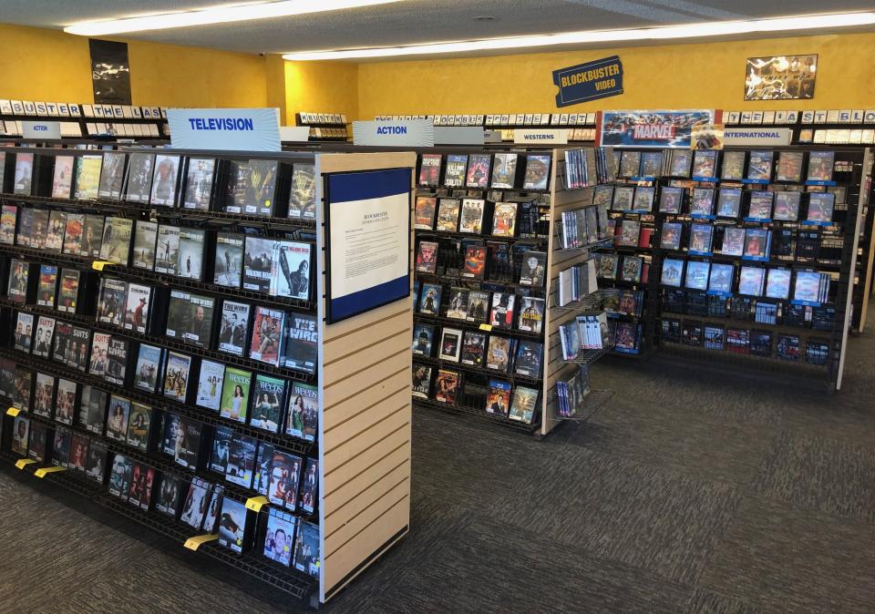 the inside of a blockbuster store