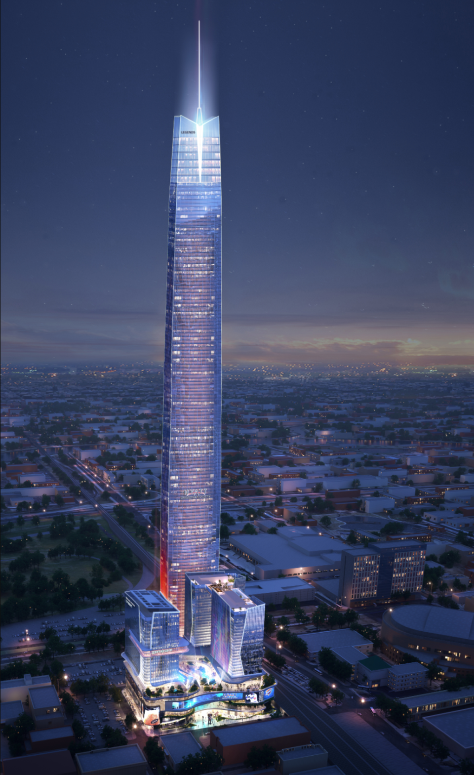 The Boardwalk at Bricktown, which is planned to ascend to 1,907 ft – making it the tallest building in the US (AO)