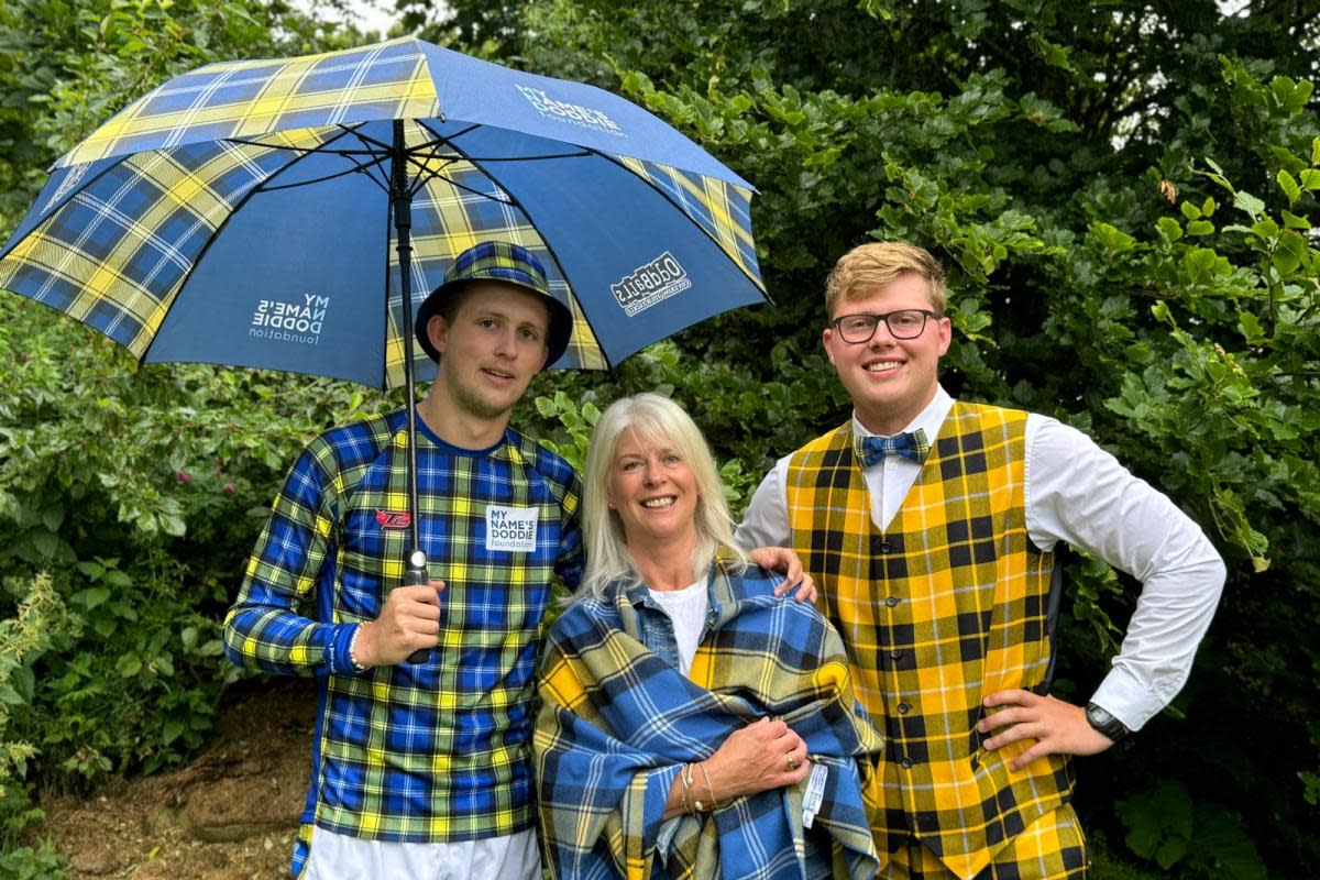 Hamish, Kathy and Ben Weir are encouraging people to wear tartan to mark what would have been Doddie Weir's 54th birthday <i>(Image: My Name'5 Doddie Foundation)</i>