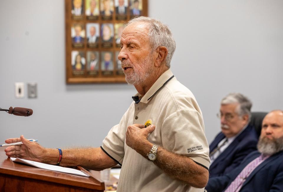 Lake Wales resident Howard Kay speaks during Tuesday night's City Commission meeting. Kay voiced opposition to a proposal setting a limit on the time allotted for public comments.