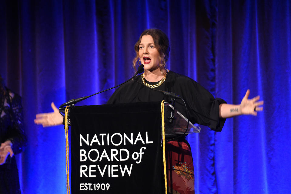 Drew Barrymore speaks onstage during The National Board of Review Awards on January 08, 2020. (Photo by Kevin Mazur/Getty Images for National Board of Review)