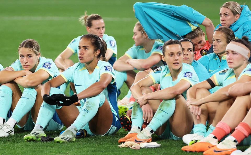 Matildas players, pictured here after their loss to Sweden.