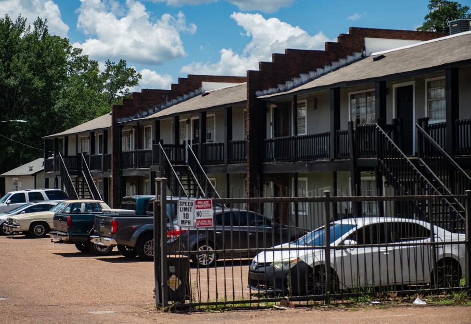 The Gardenside Apartments, seen on Wednesday July 10, 2024 in Jackson, Miss., had their water shut off for part of the day on Tuesday due to the management's nonpayment of bills.