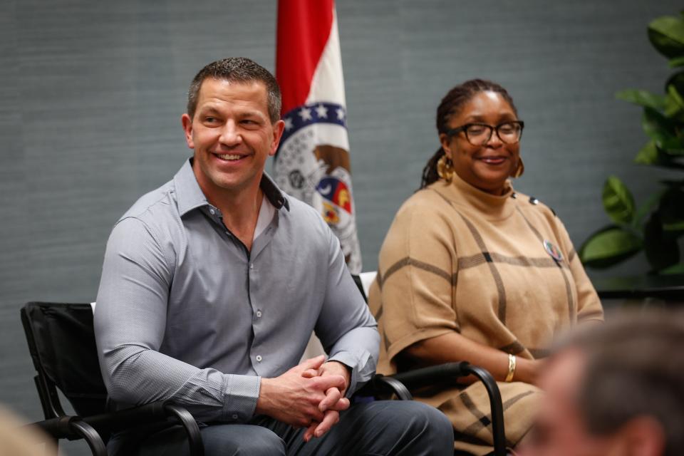 Springfield school board candidates Chad Rollins and Shurita Thomas-Tate during a March 23 forum.